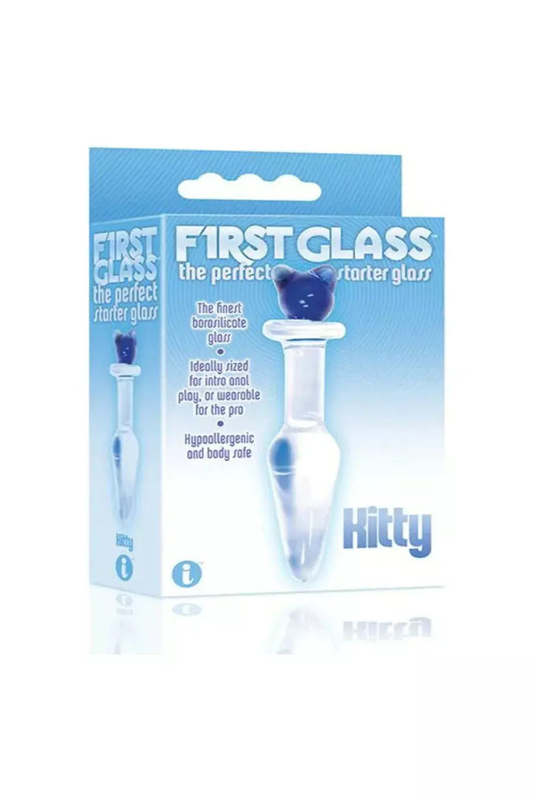 FIRST GLASS KITTY LOVE BUTT PLUG - BLUE